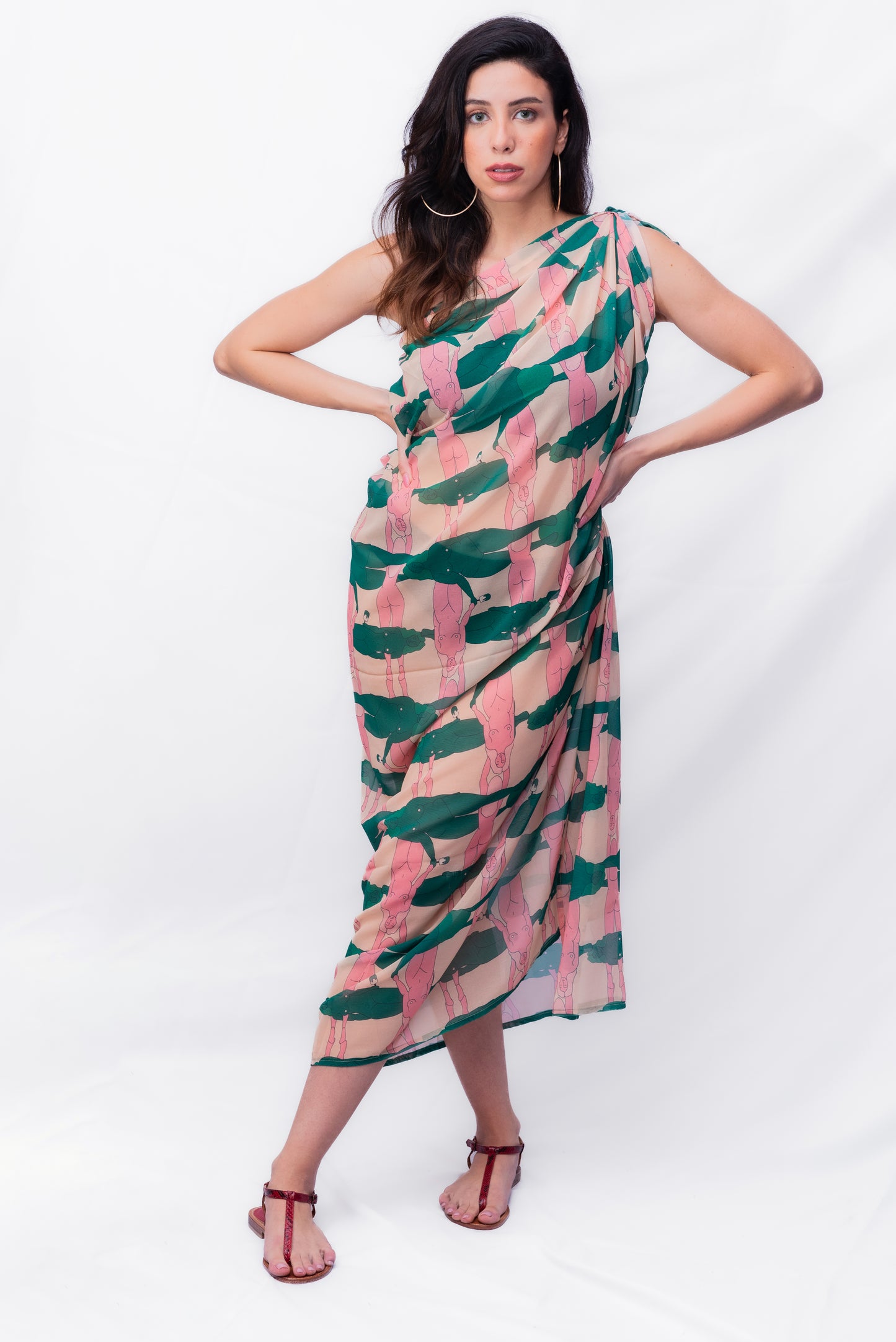 Pareo GELATTO - GREEN AND PINK