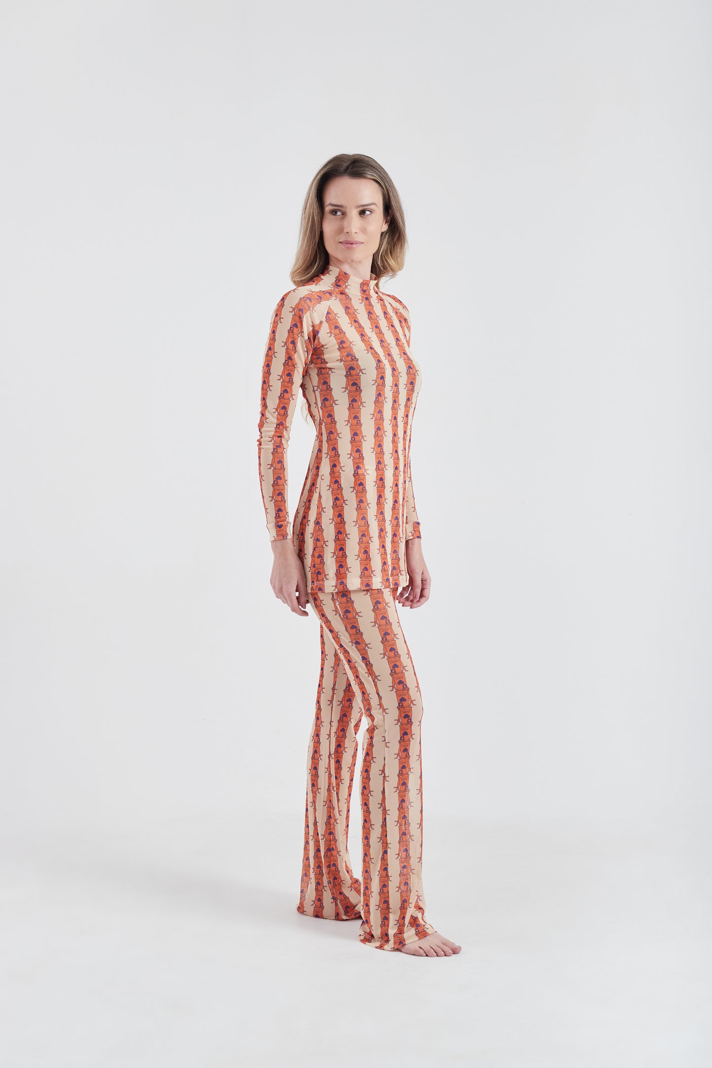 Vestido Curto Olha o Latte Laranja/Creme