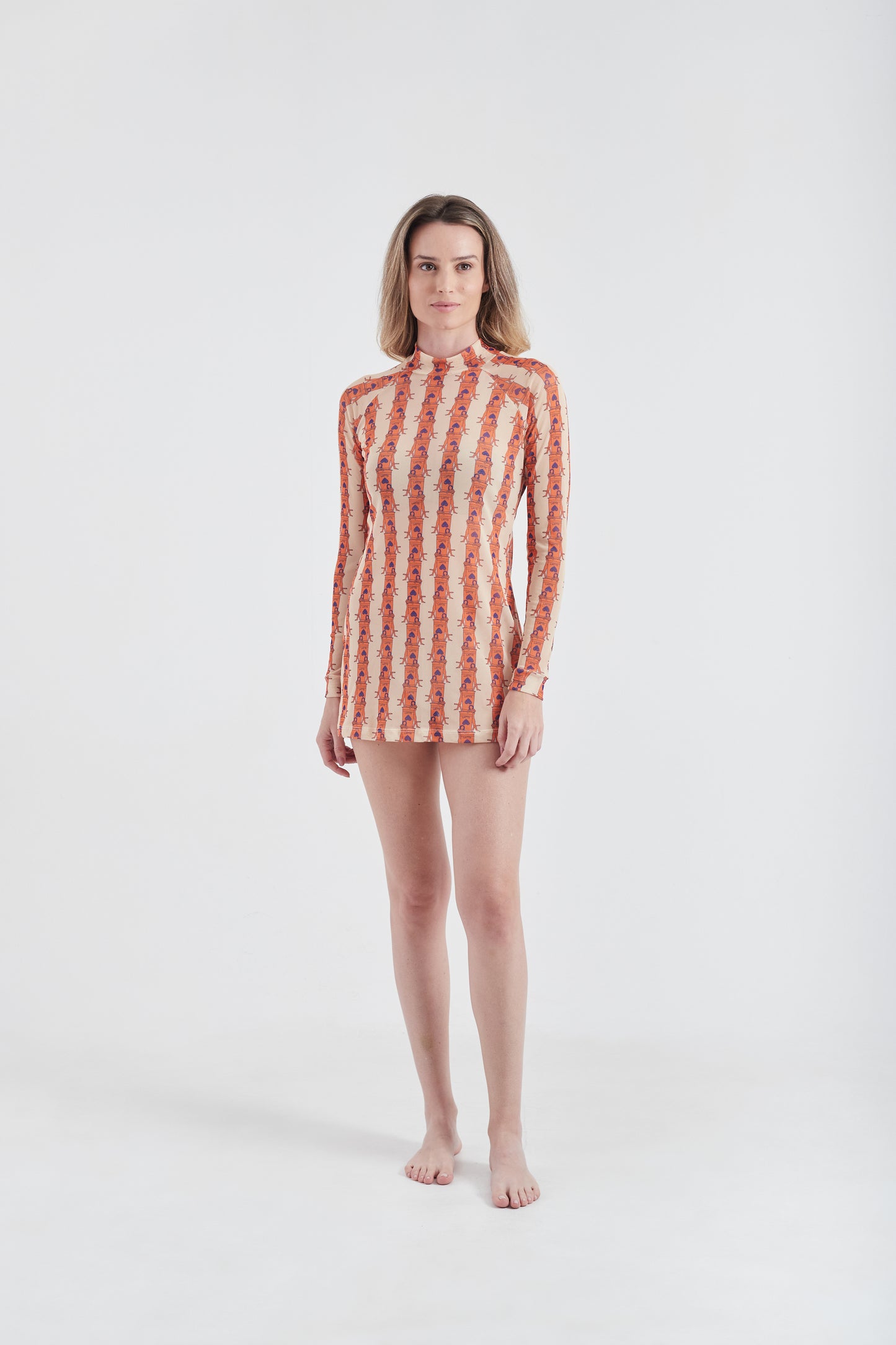 Vestido Curto Olha o Latte Laranja/Creme