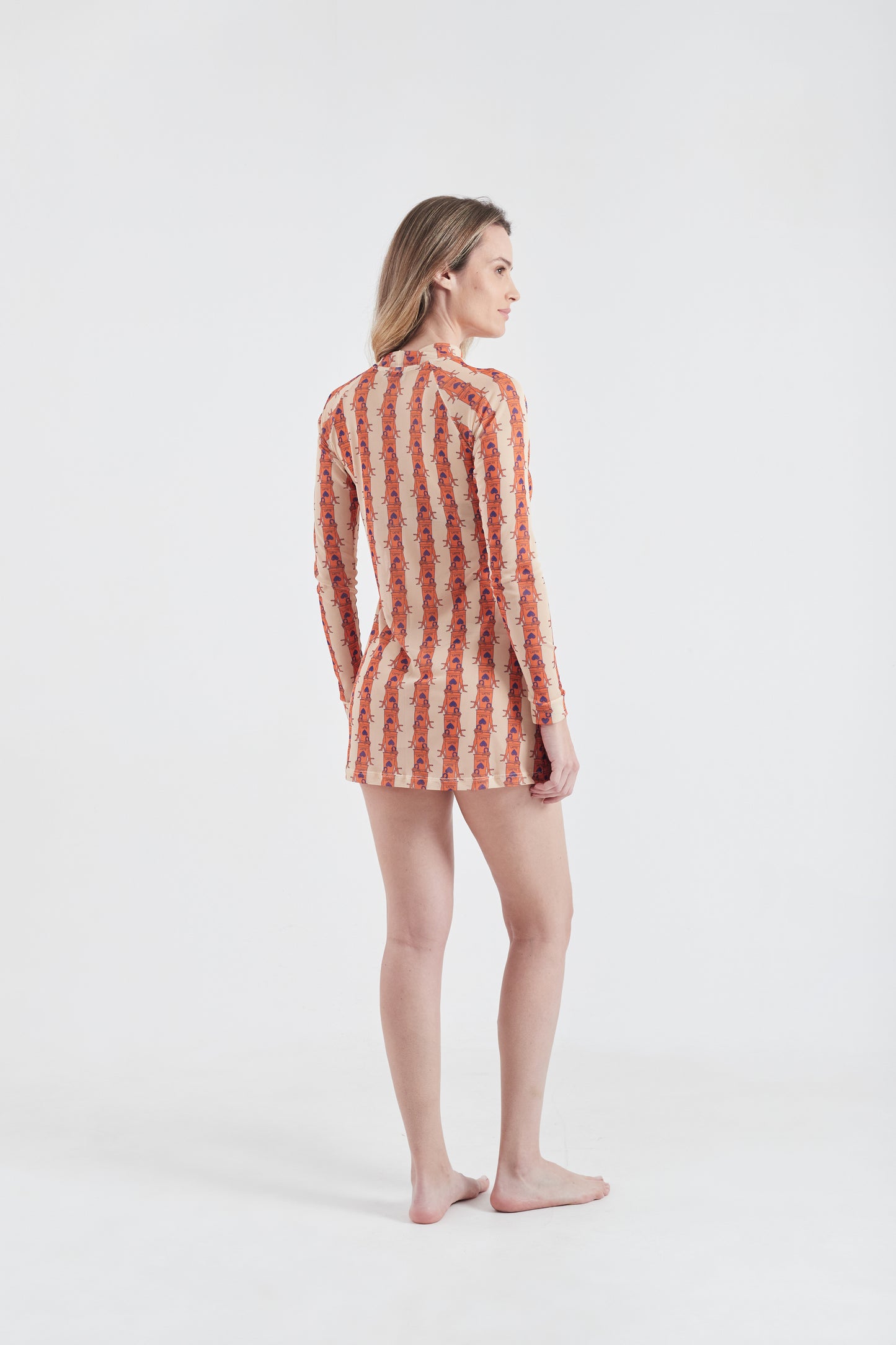 Vestido Curto Olha o Latte Laranja/Creme