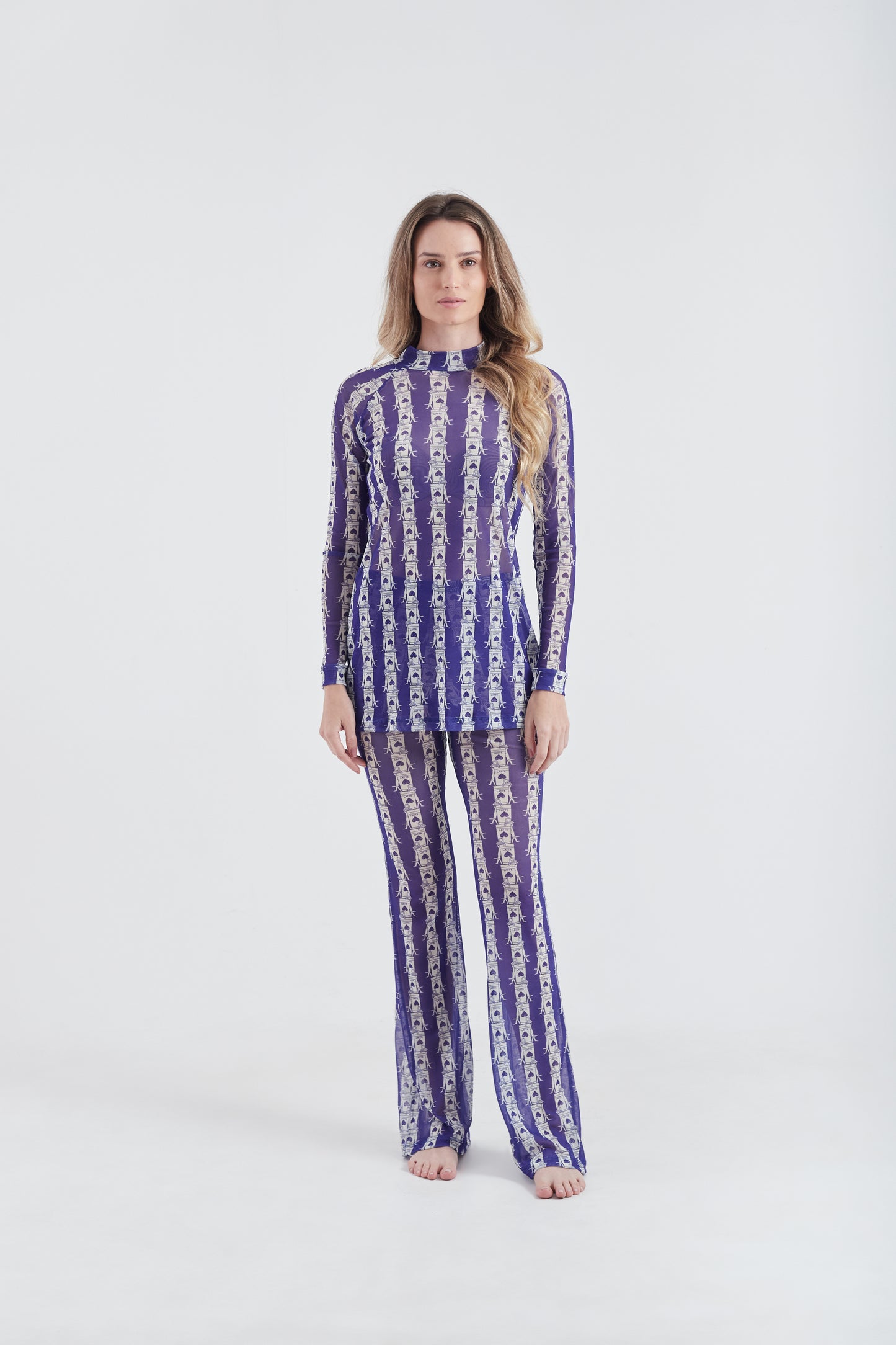 Vestido Curto Olha o Latte Azul/Branco