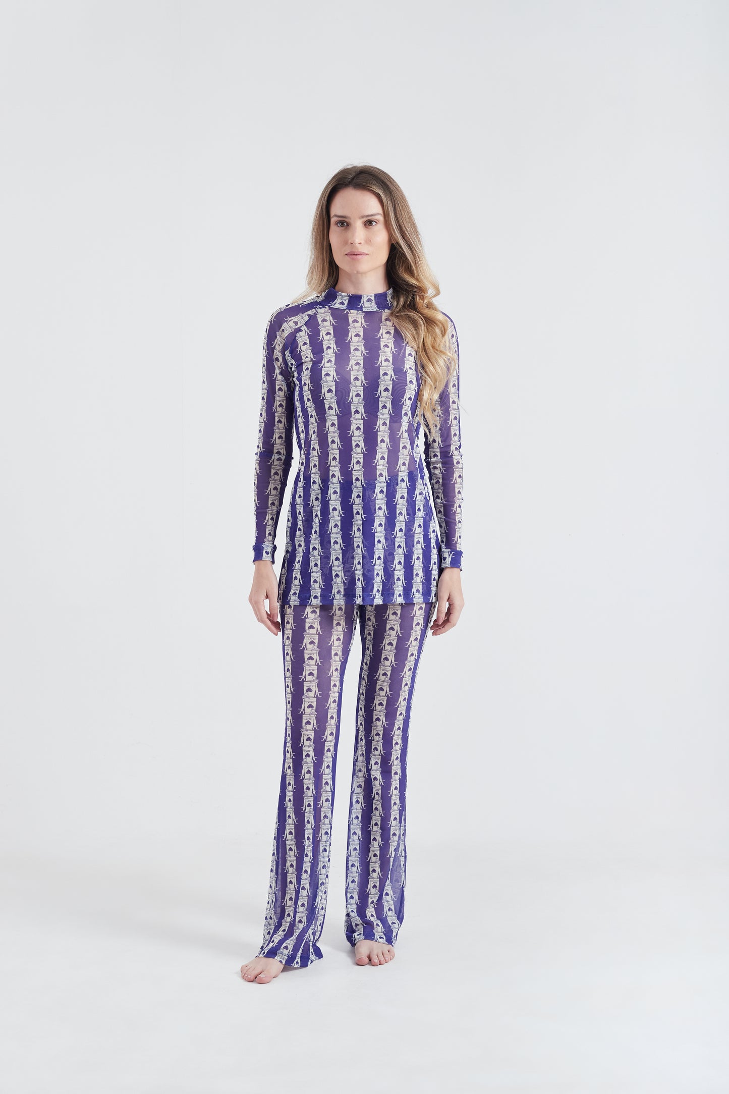 Vestido Curto Olha o Latte Azul/Branco