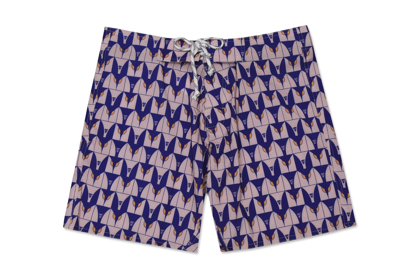 Board Shorts Private Tile azul e off white com estampa geométrica frontal