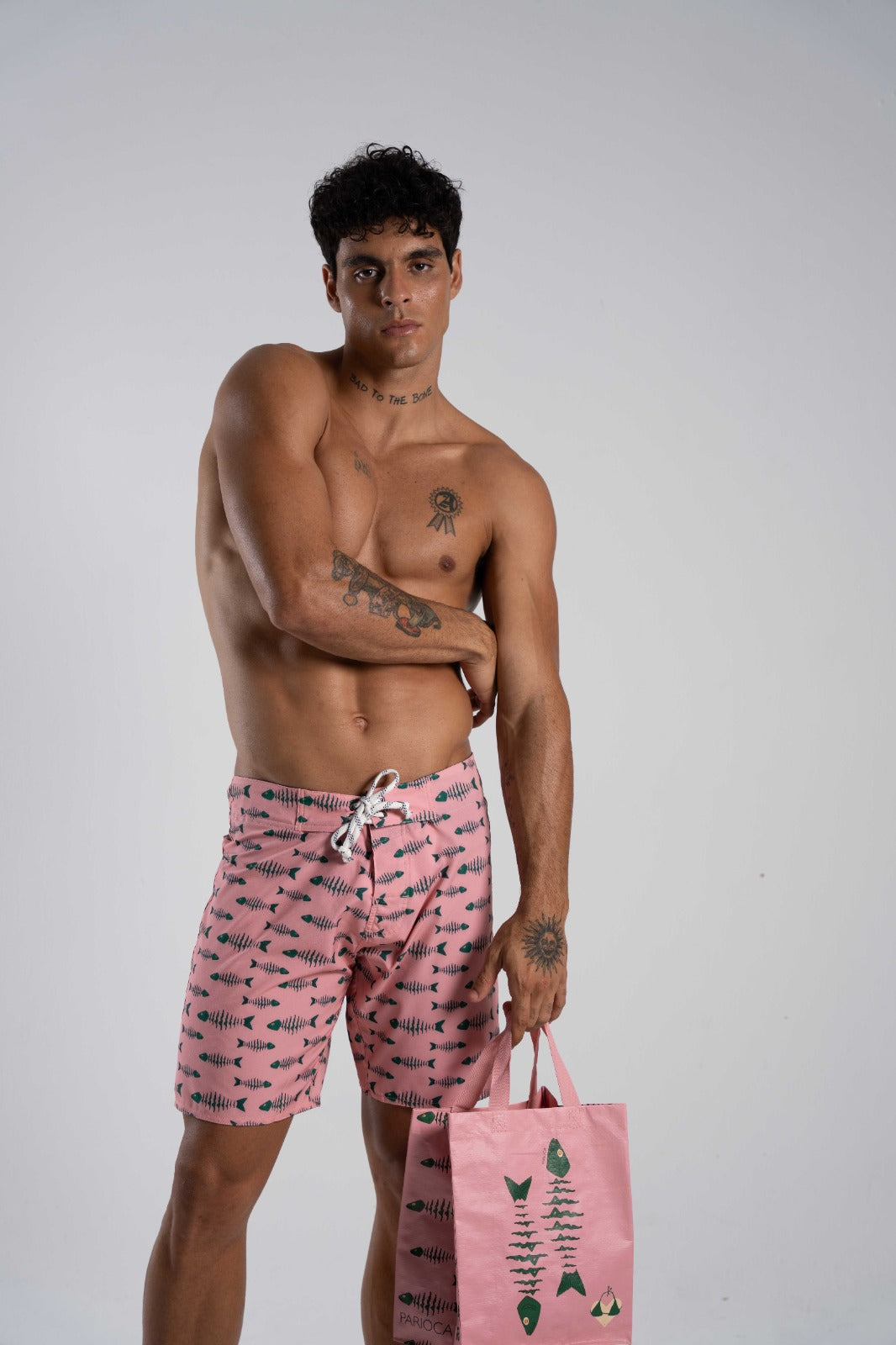 BoardShorts Something Fishy Rosa/Verde