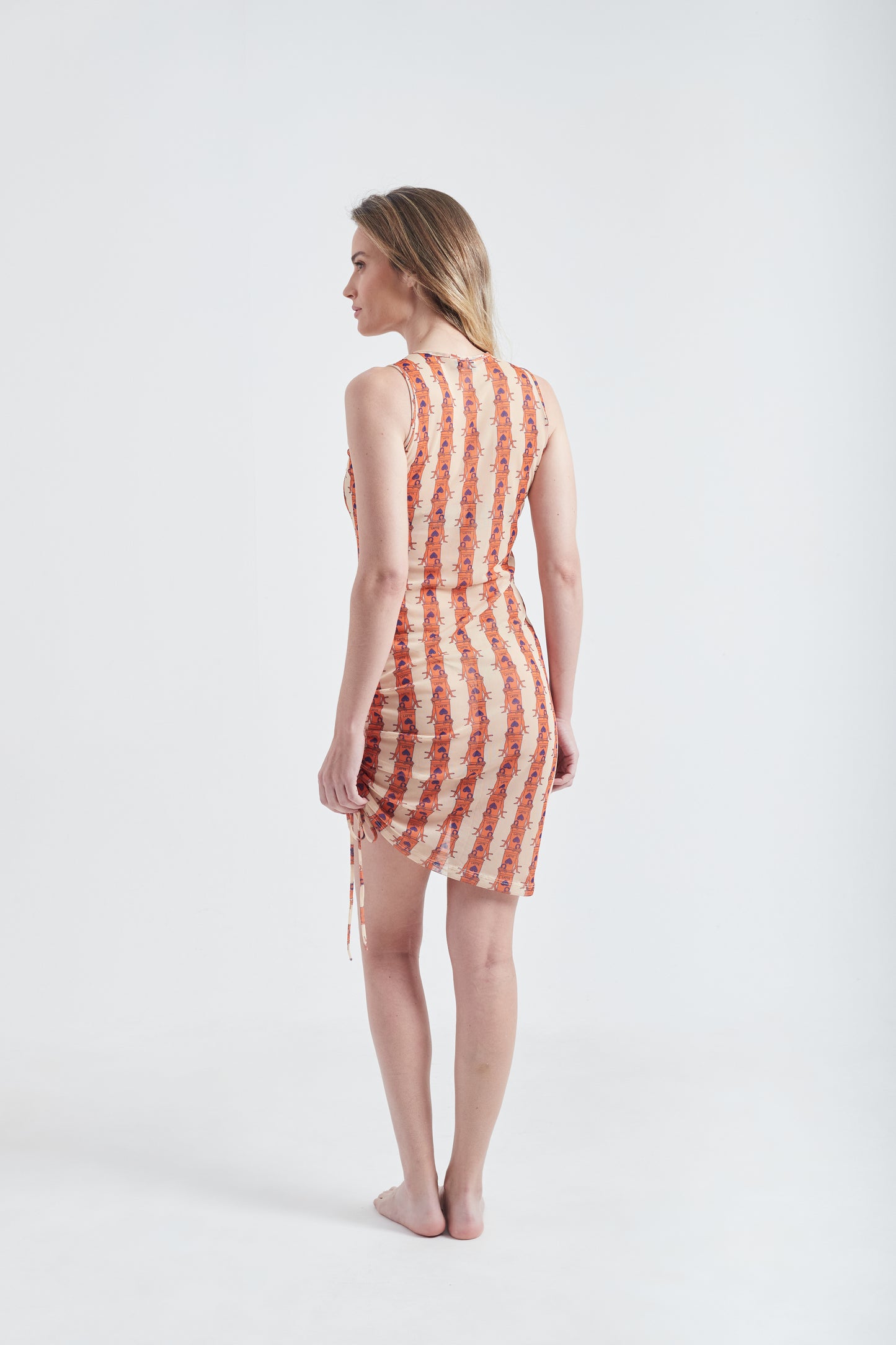 Vestido Drapeado Olha o Latte Laranja