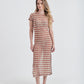Vestido Longo Manga High Tide - Red/Cream