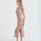 Vestido Longo Manga High Tide - Red/Cream