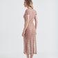 Vestido Longo Manga High Tide - Red/Cream