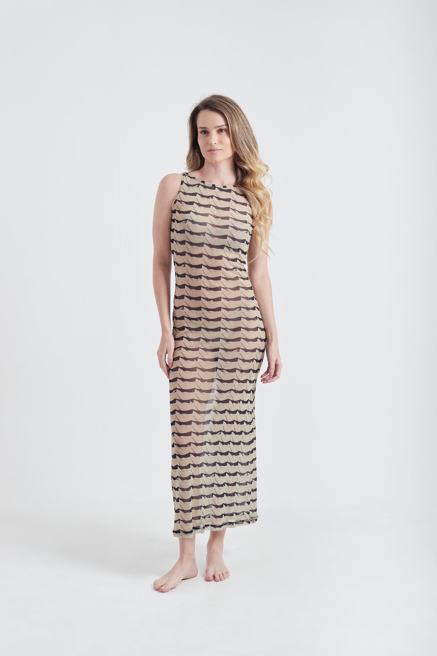 Vestido Longo Regata High Tide -  Black/Cream