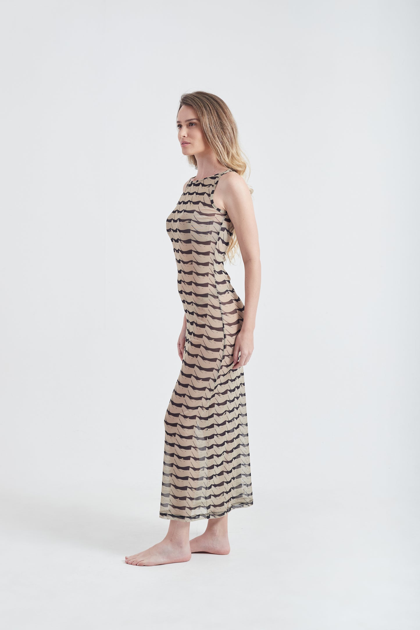 Vestido Longo Regata High Tide -  Black/Cream
