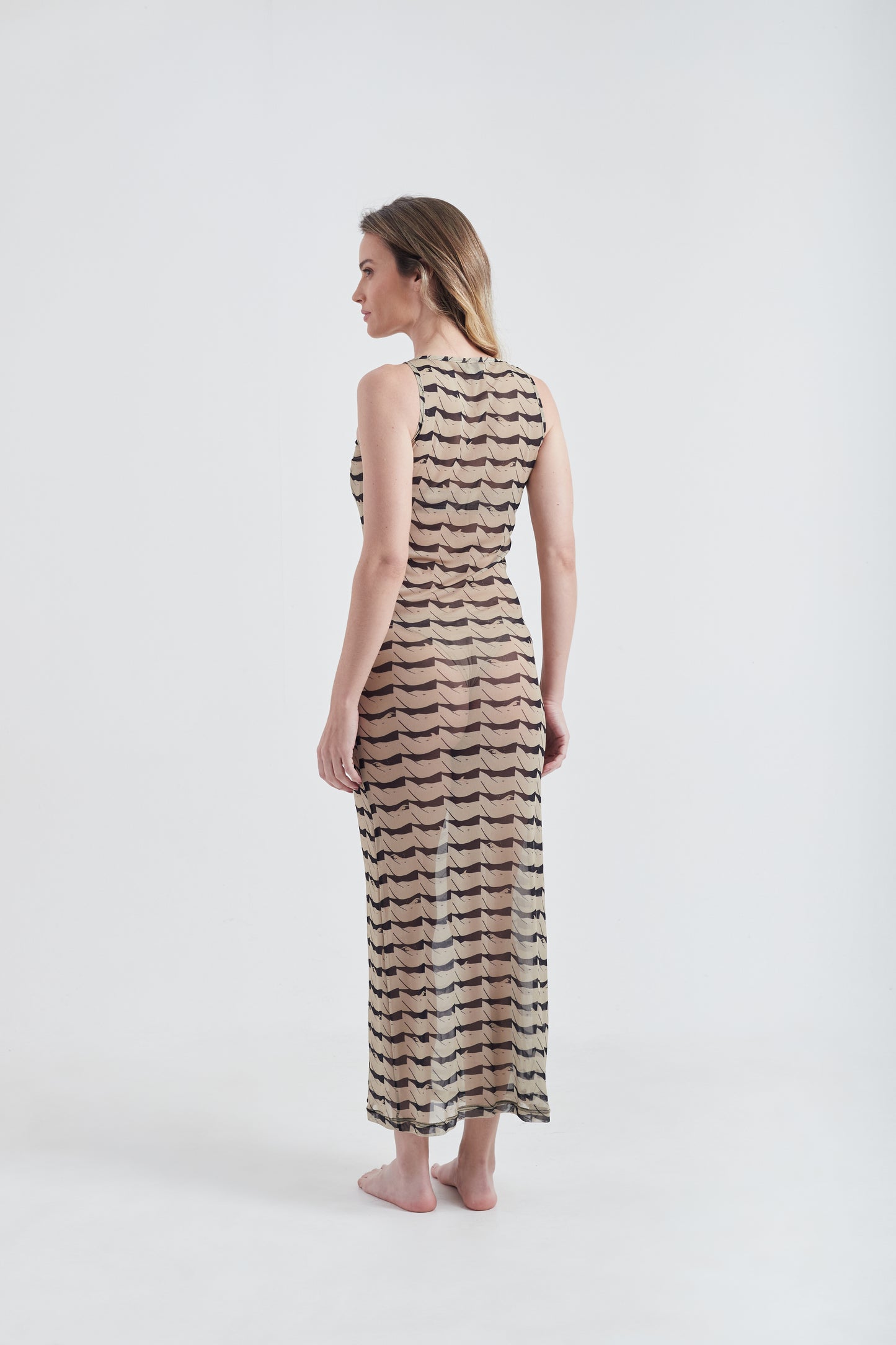 Vestido Longo Regata High Tide -  Black/Cream