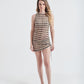 Vestido Drapeado Onda Creme/Preto