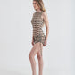 Vestido Drapeado Onda Creme/Preto