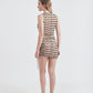 Vestido Drapeado Onda Creme/Preto