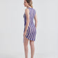 Vestido Drapeado Puxador Olha o Latte Azul/Branco