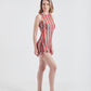 Vestido Curto Regata Puxador  Olha O Latte  Red And Cream
