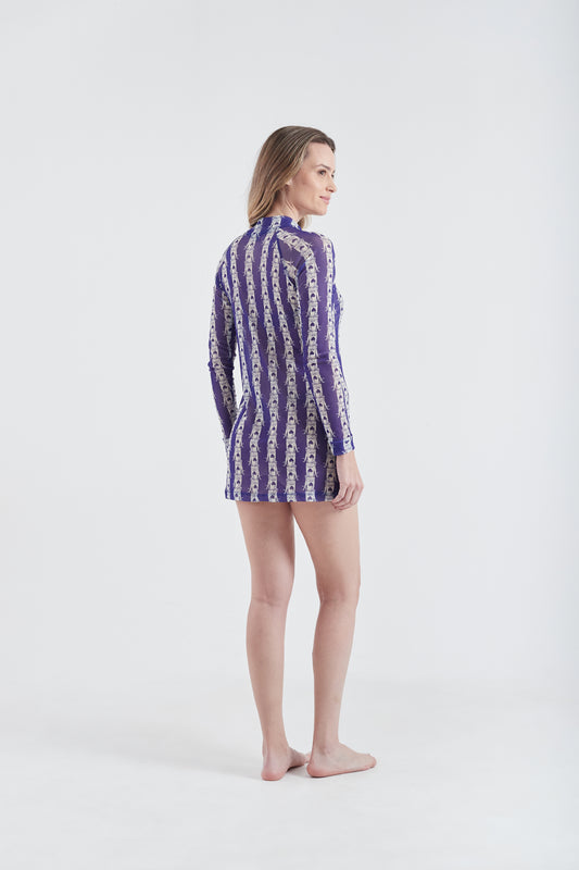 Vestido Curto Olha o Latte Azul/Branco