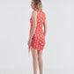 Vestido Drapeado Puxador Fauna & Flora Vermelho/Off White