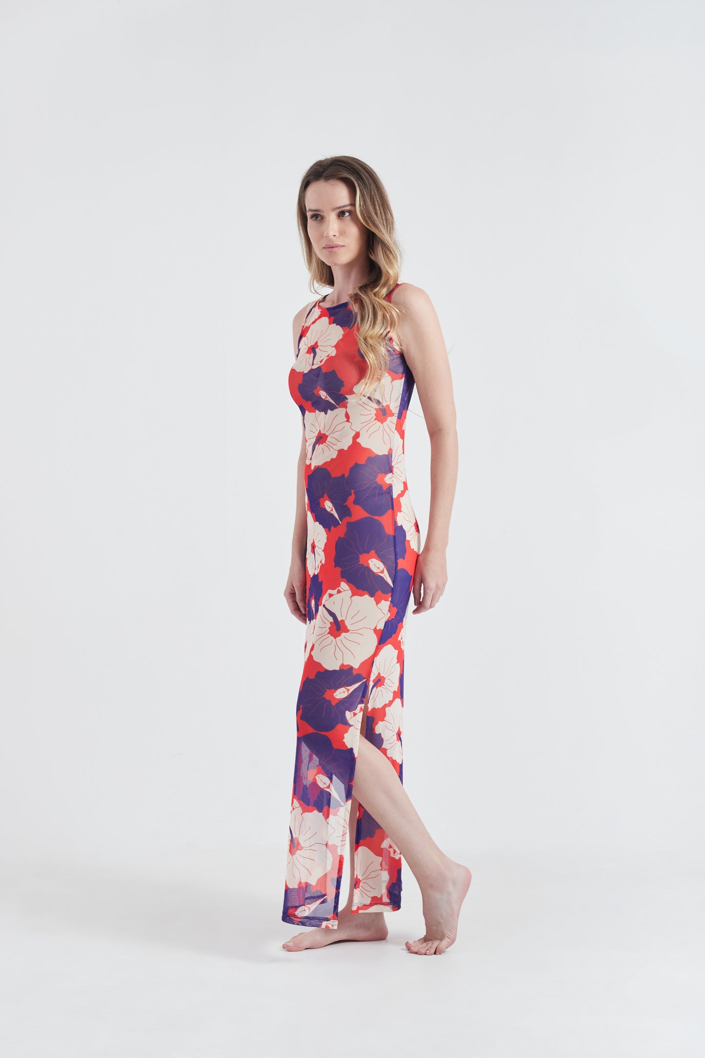 Vestido Longo Regata Poli Nation Vermelho/Azul/Branco