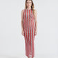 Vestido Longo Regata Olha o Latte Vermelho/Branco