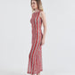 Vestido Longo Regata Olha o Latte Vermelho/Branco
