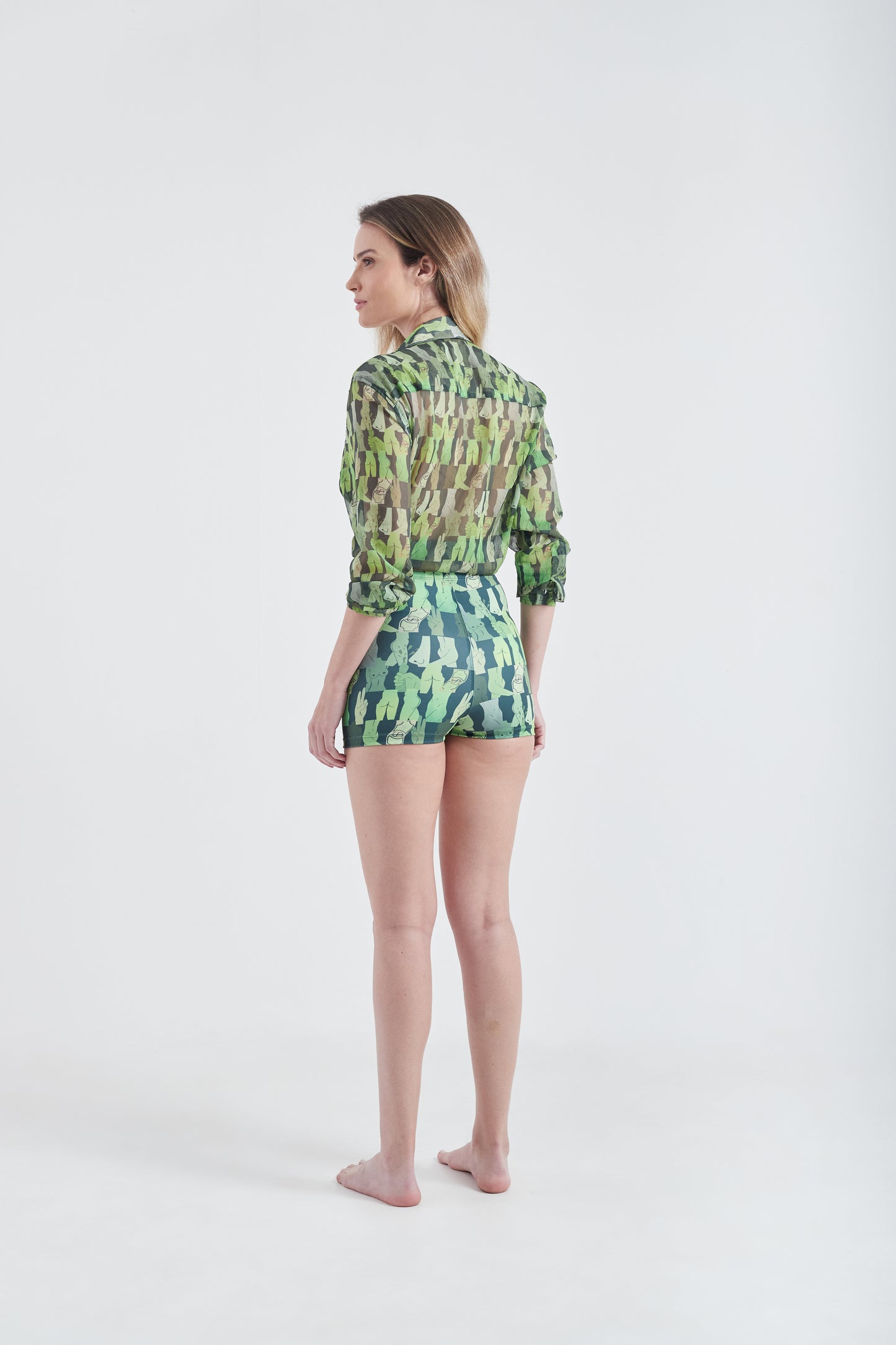 Top + Hot Pants Olha o Custo Verde/Verde Escuro