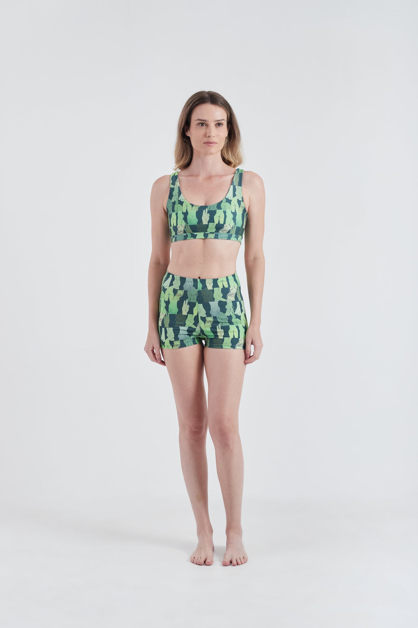Top + Hot Pants Olha o Custo Verde/Verde Escuro