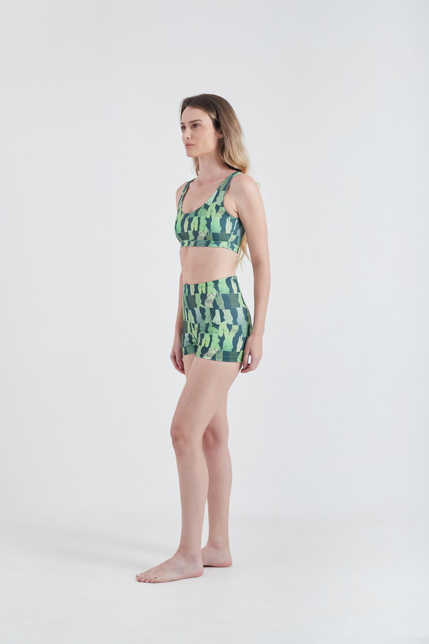 Top + Hot Pants Olha o Custo Verde/Verde Escuro