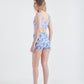 Top + Hot Pants Mão Pela Perna Azul/Branco