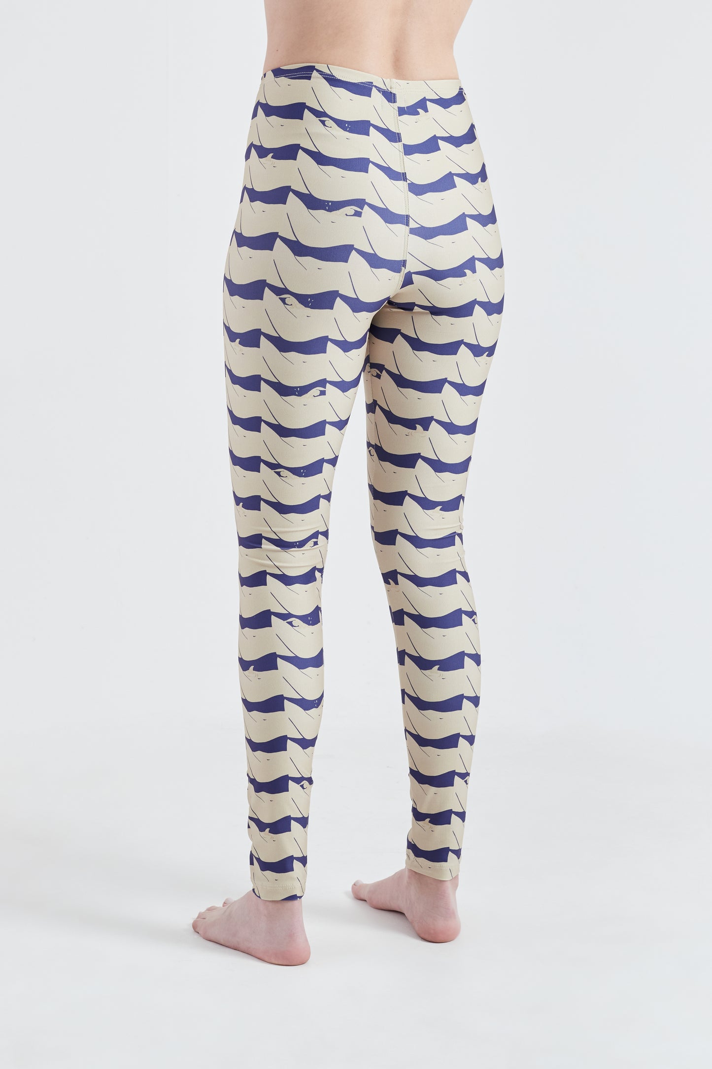 Calça Legging Onda Azul/Creme