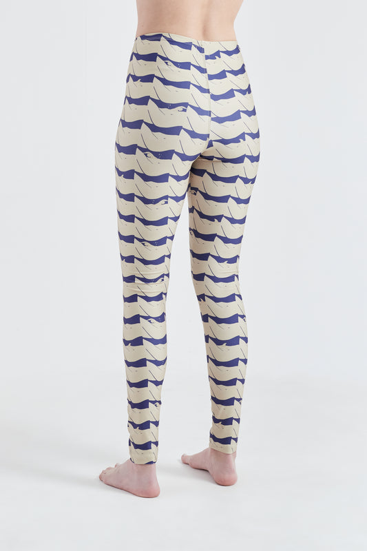 Calça Legging Onda Azul/Creme