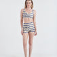 Top + Hot Pants Onda Creme/Azul