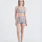 Top + Hot Pants Onda Creme/Azul