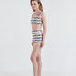 Top + Hot Pants Onda Creme/Azul