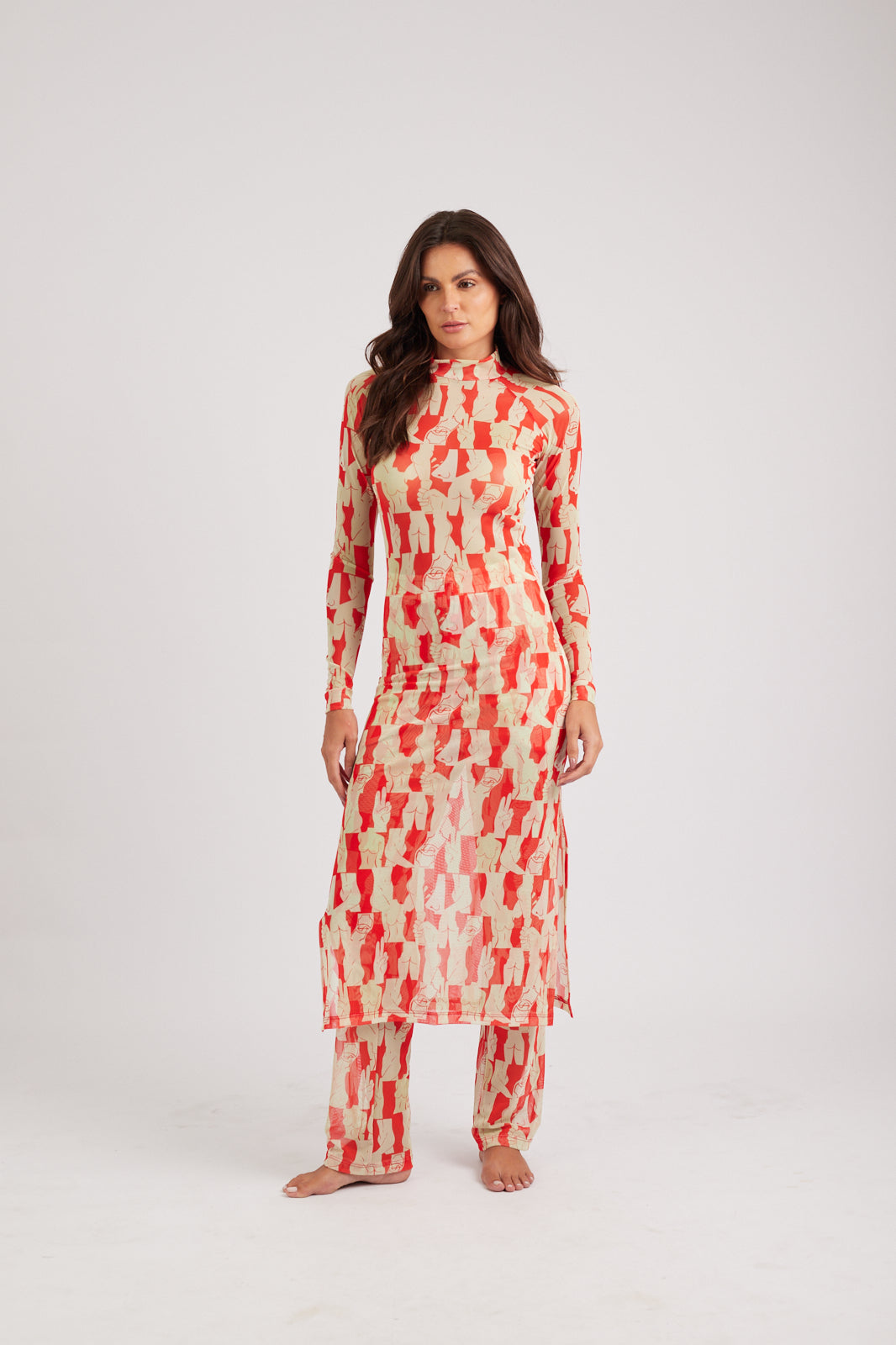 Vestido Longo Olha o Custo - Red/Off White