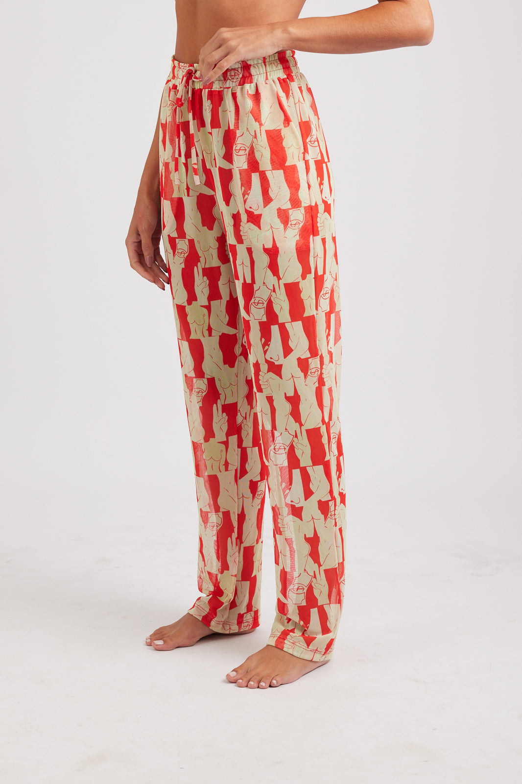Calça Tule Olha o custo - Red/Off-White