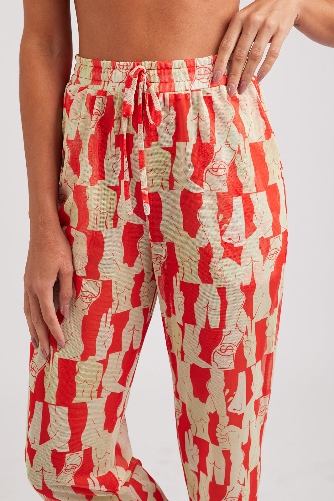 Calça Tule Olha o custo - Red/Off-White