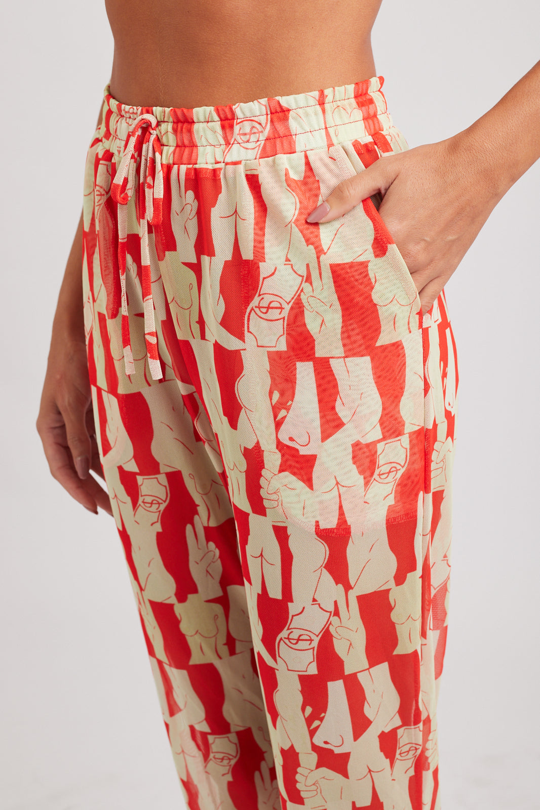 Calça Tule Olha o custo - Red/Off-White