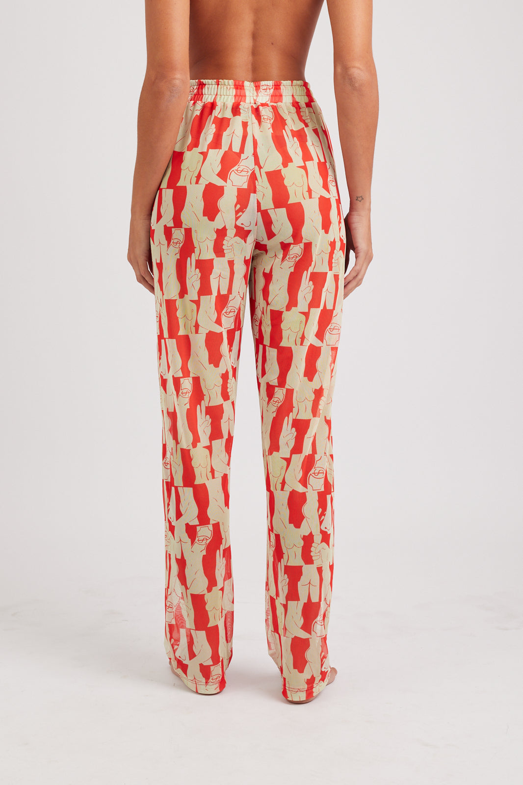 Calça Tule Olha o custo - Red/Off-White