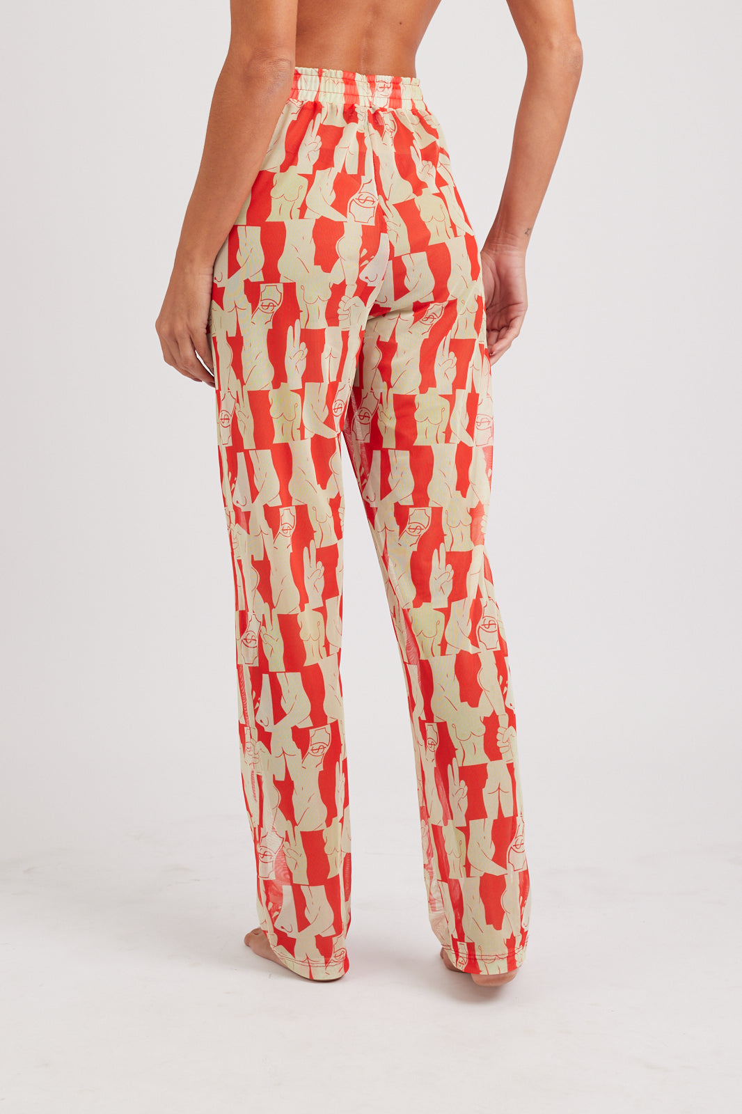 Calça Tule Olha o custo - Red/Off-White