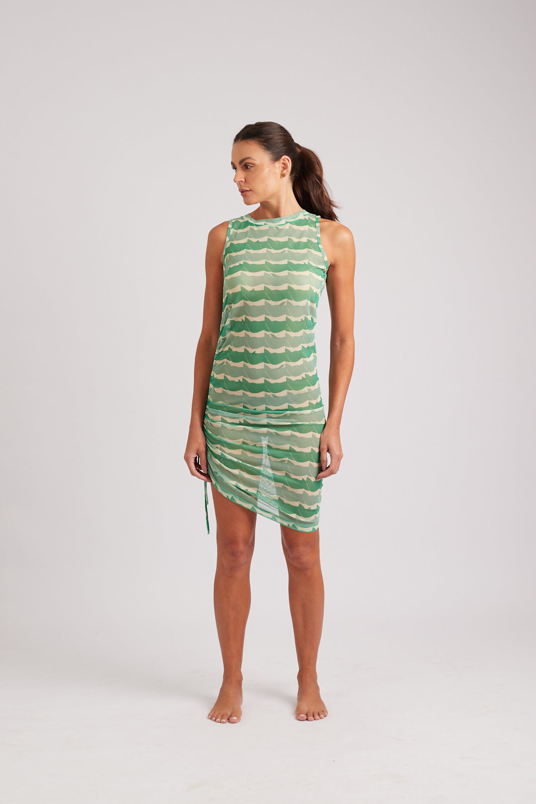 Vestido Drapeado High Tide - Green/Green