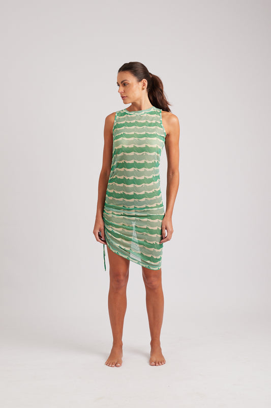Vestido Drapeado High Tide - Green/Green