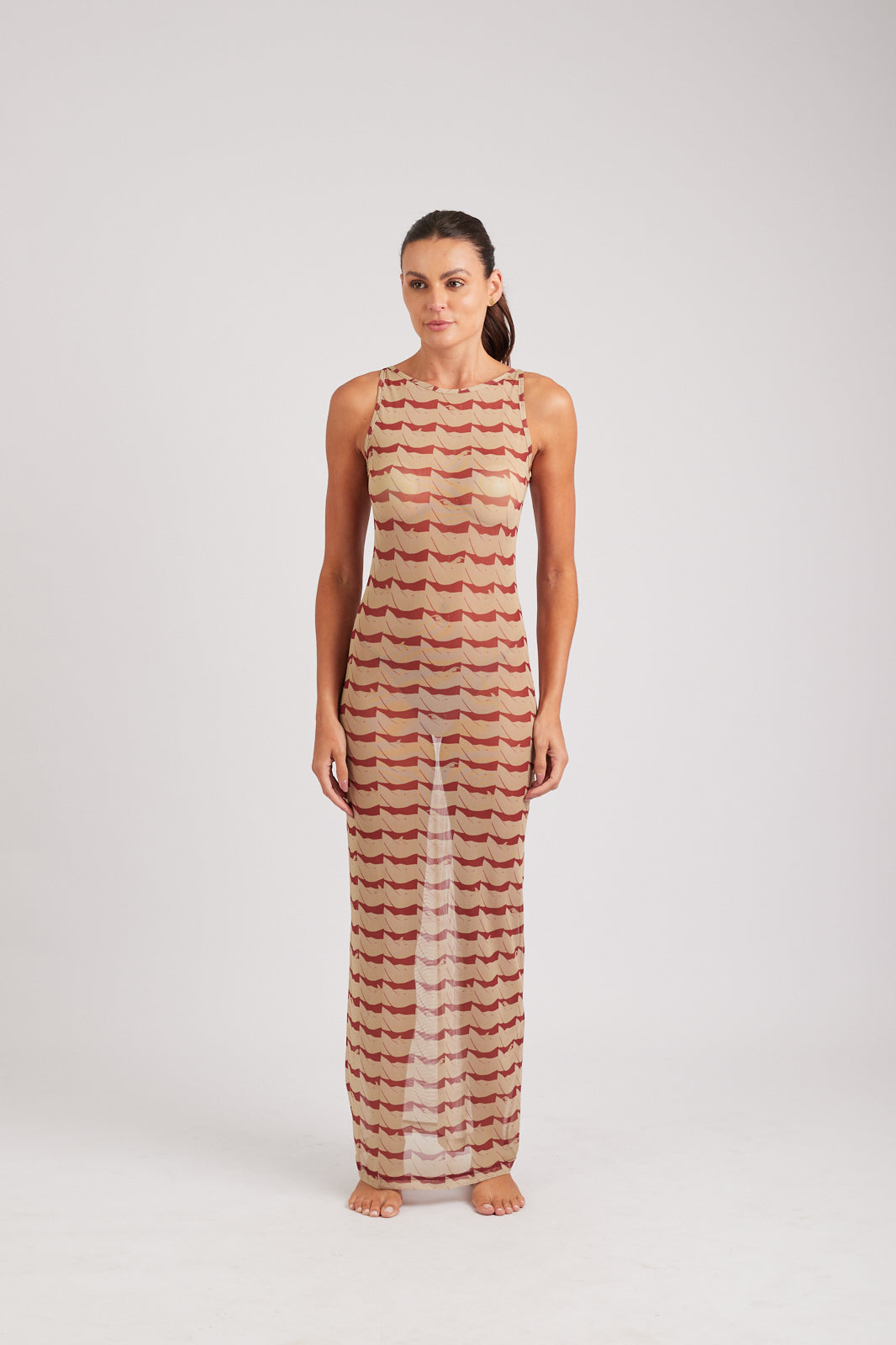 Vestido Longo Regata High Tide - Red/Cream
