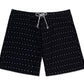 Board Shorts Boobie Trap em preto e branco com estampa minimalista, ideal para praia e academia