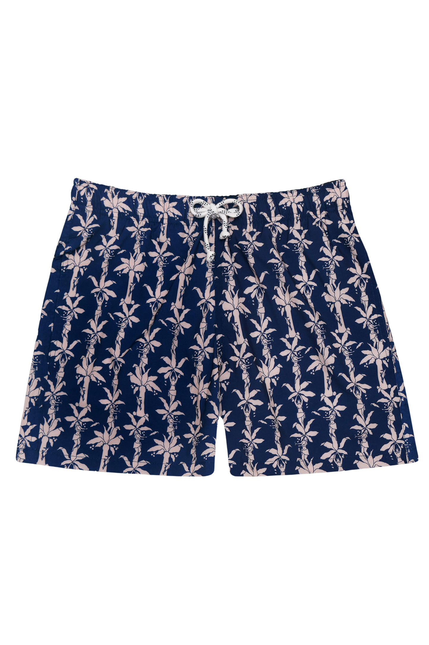 Shorts Fauna e Flora Azul com estampa tropical Branco, vista frontal.