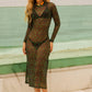 Vestido Longo Beijoqueira Verde com estampa vibrante em tule leve, ajuste perfeito e tecido respirável.