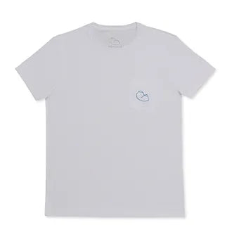 Topless T-shirt Branco com logo bordado em cores aleatórias, camiseta confortável e divertida.